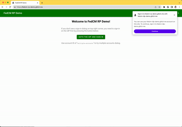 用户使用 FedCM 登录 IdP 后，再登录 RP。