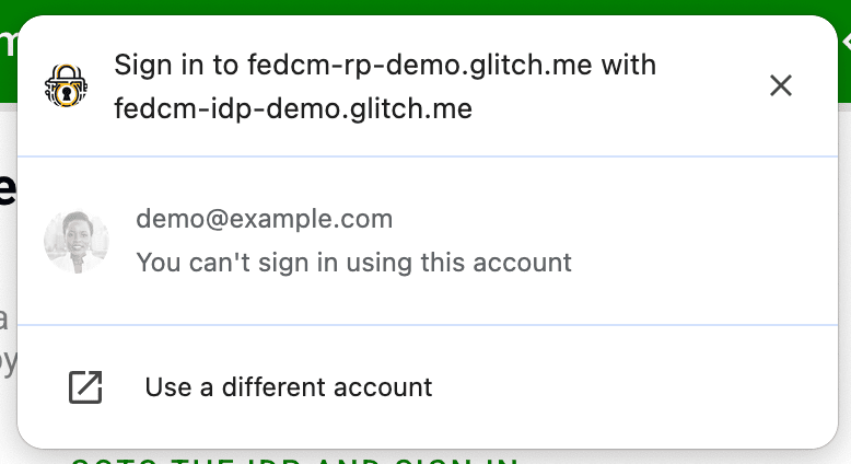 FedCM: フィルタされたアカウントの UI に、この RP で使用できないアカウントがグレー表示されます。