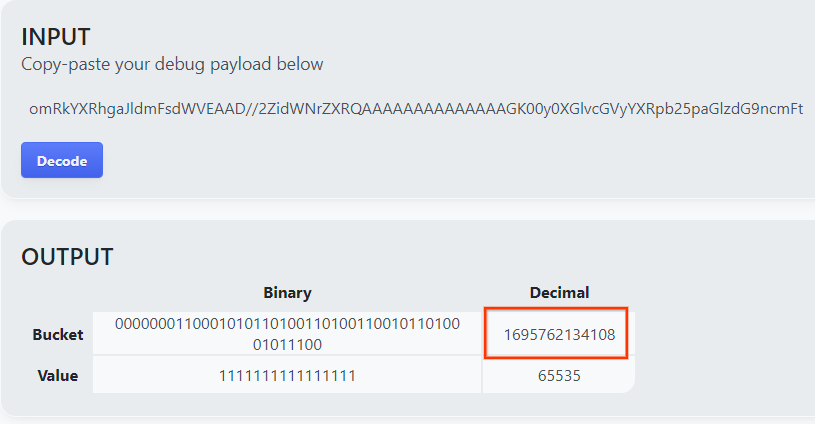 Payload decoder result.