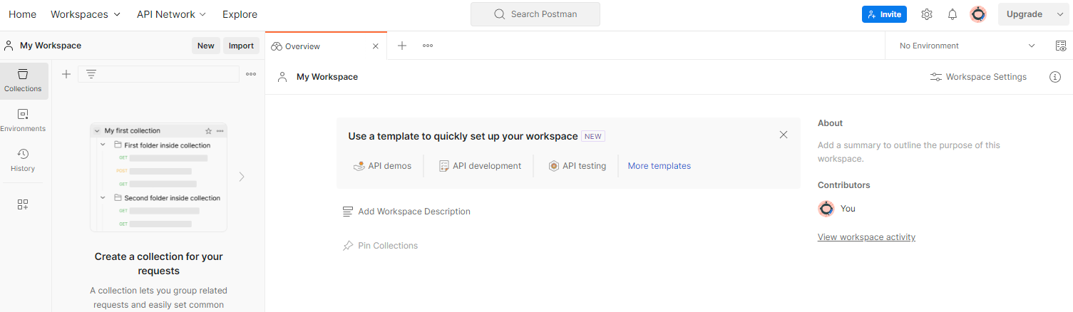 workspace di Postman