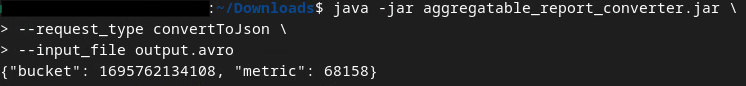 Сводная информация из файла Avro, преобразованного в формат JSON.