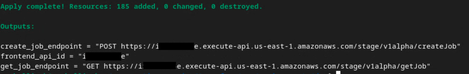 Terraform apply complete.