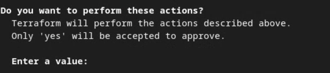 Solicitação do Terraform apply.