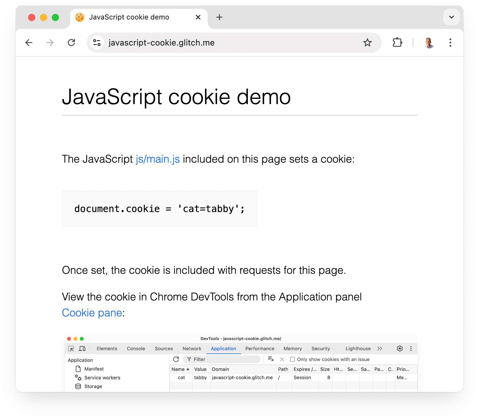 JavaScript Cookie 示範網站：javascript-cookie.glitch.me