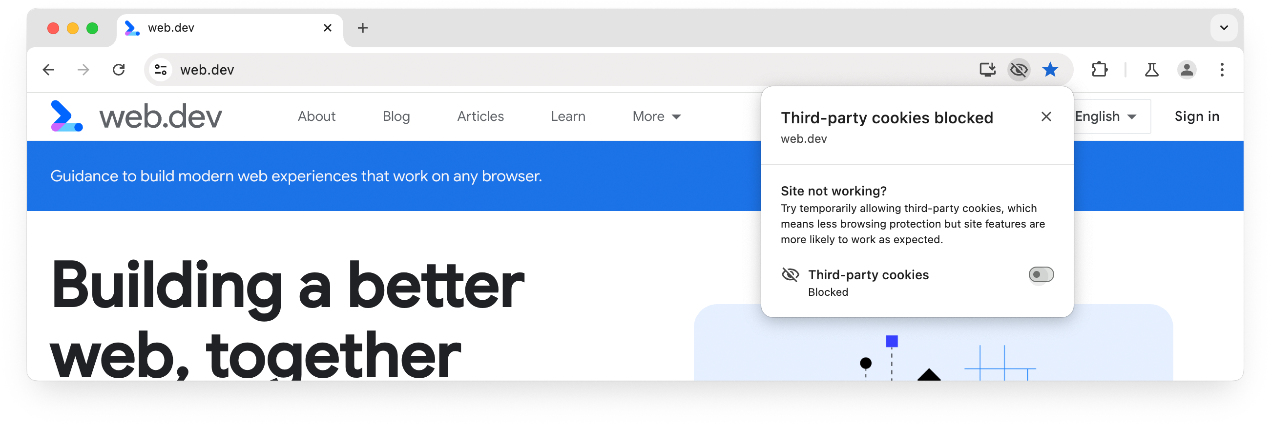 UI ของ Chrome: บล็อกคุกกี้ของบุคคลที่สาม