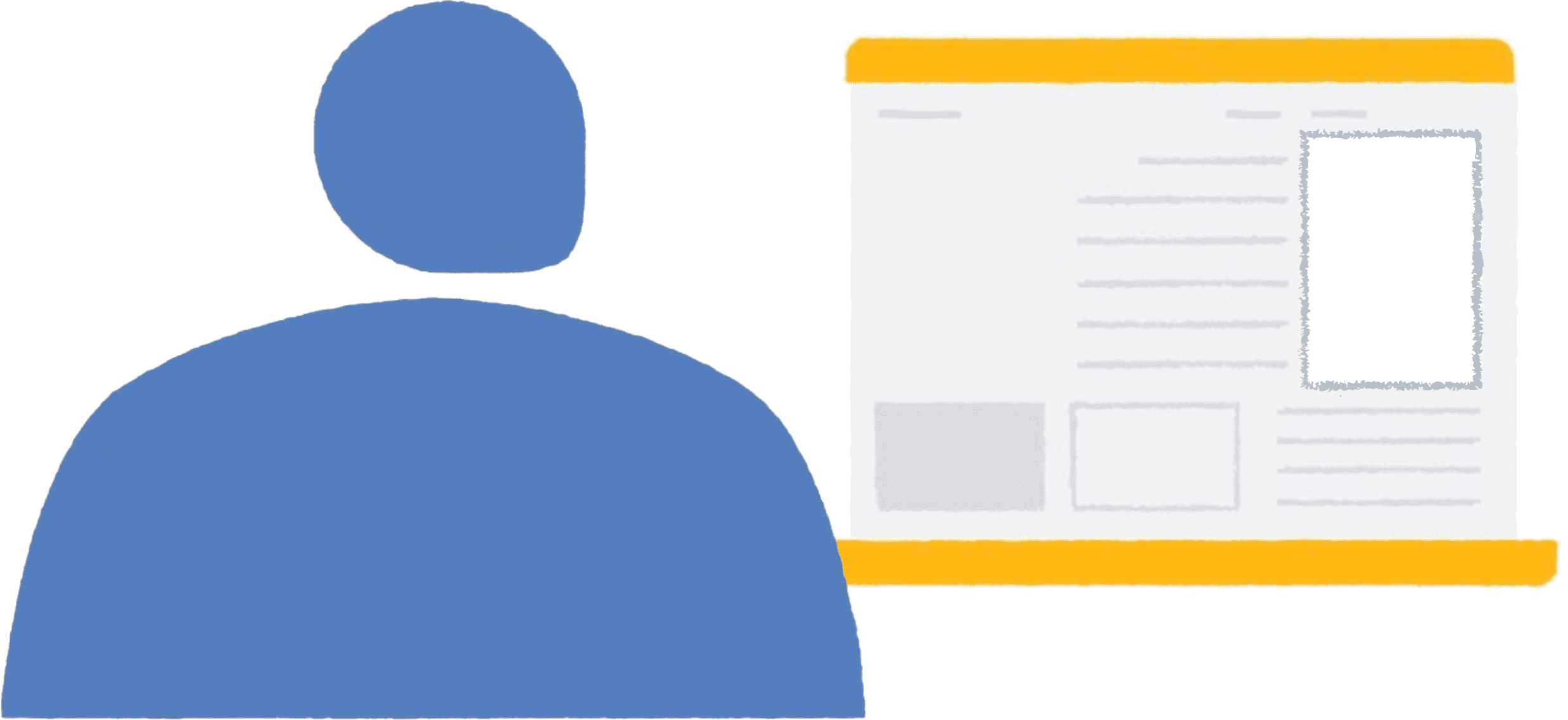 Uma pessoa acessa um site de notícias em um navegador no laptop. O site tem um espaço de anúncio vazio.